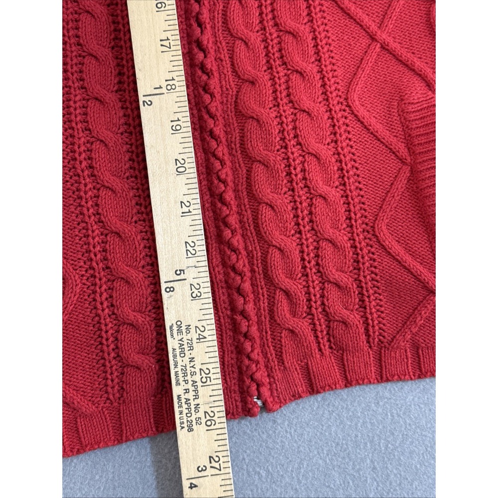 Vintage 90s Cable Knit Zip Up Cardigan Sweater XL Pockets Y2K Full Zip Preppy‎ - Picture 12 of 16